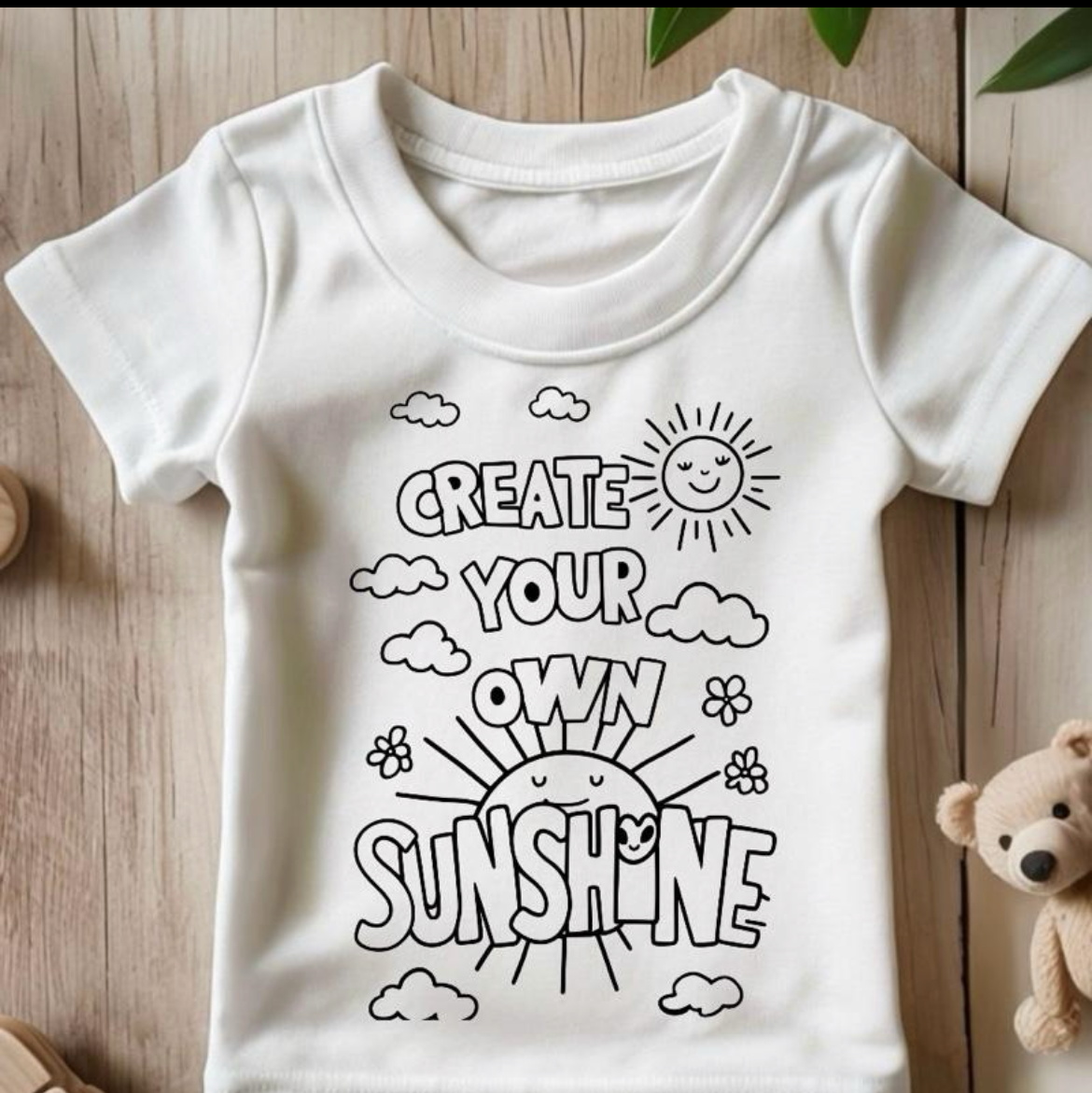 Kids DIY Coloring Shirt – Reusable! Includes Washable Markers (20+ Designs)