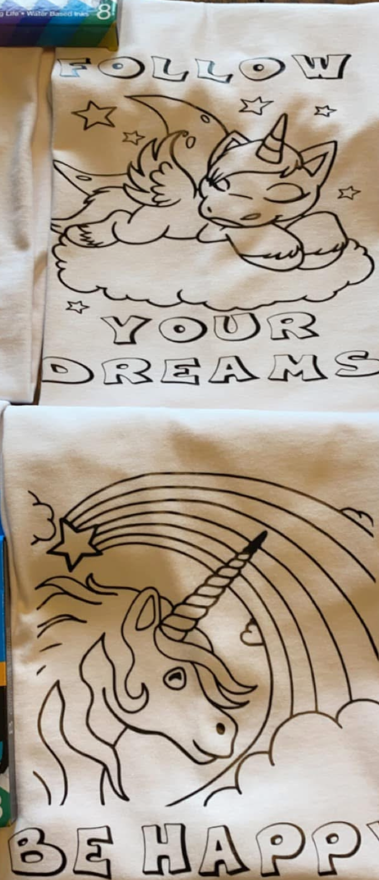 Kids DIY Coloring Shirt – Reusable! Includes Washable Markers (20+ Designs)