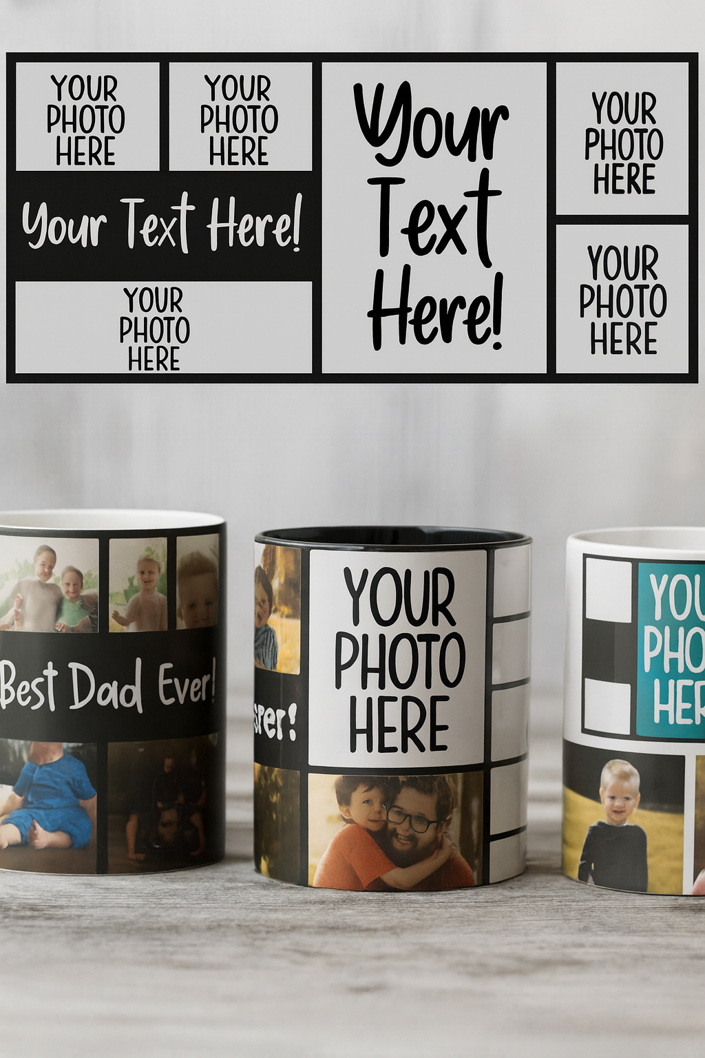 Custom Photo Mug – MOM / DAD / GMA / GPA Name | Personalized Picture Collage Mug | Perfect Gift for Parents + Grandparents