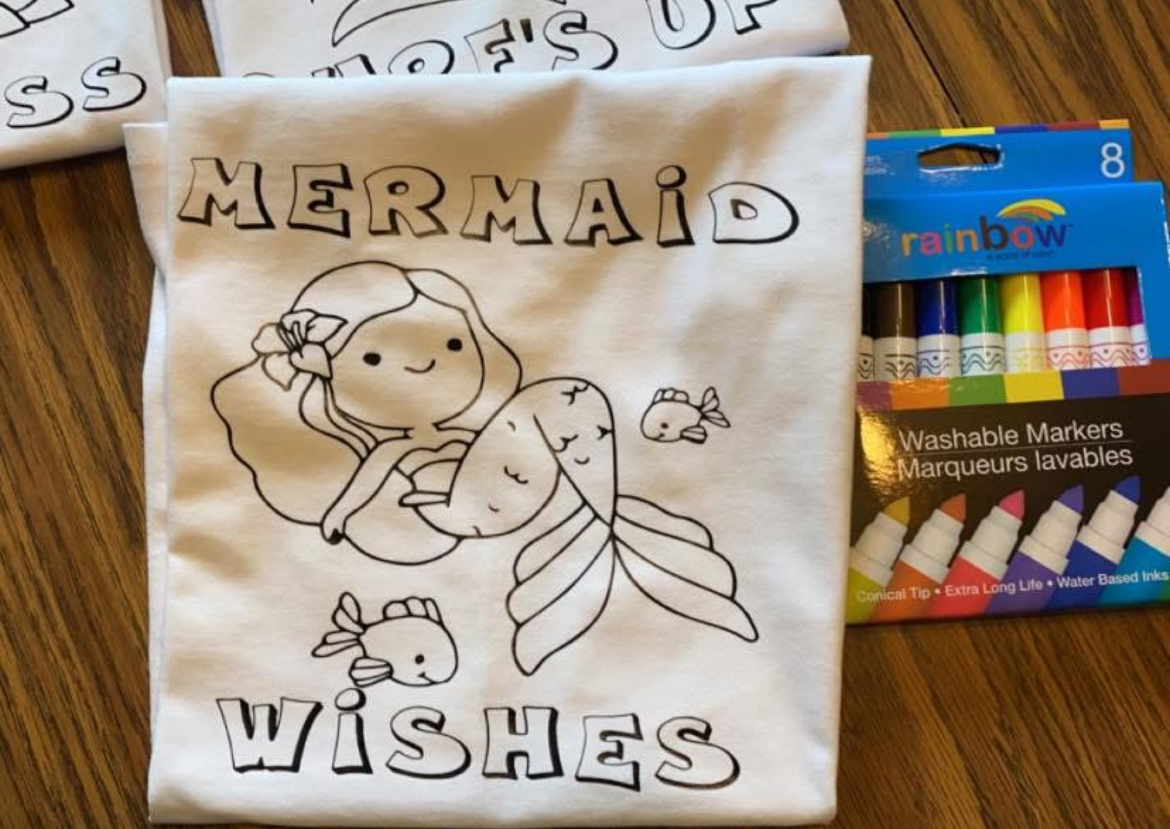 Kids DIY Coloring Shirt – Reusable! Includes Washable Markers (20+ Designs)