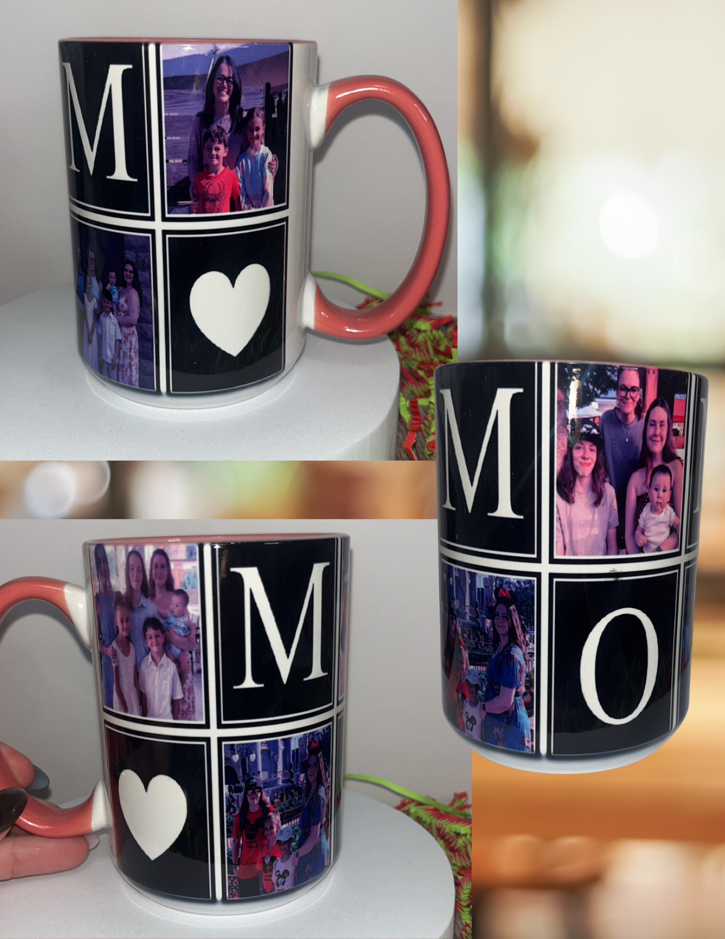 Custom Photo Mug – MOM / DAD / GMA / GPA Name | Personalized Picture Collage Mug | Perfect Gift for Parents + Grandparents